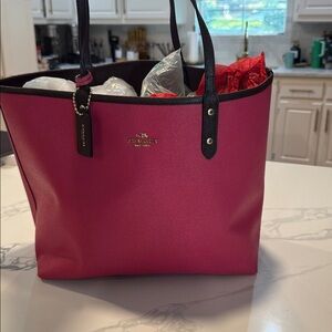 Coach reversible tote with pouch